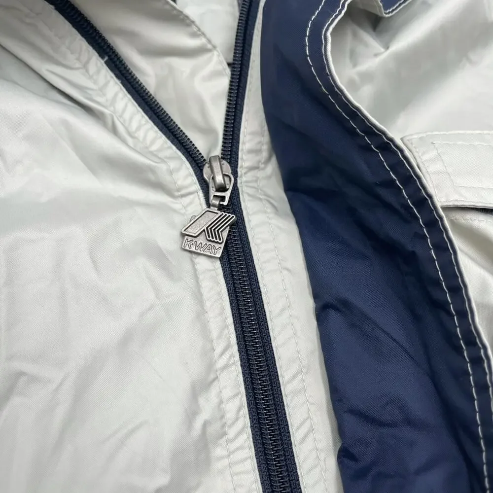 K-WAY 2000 men windbreaker lightweight off-white pockets drawstring size MEDIUM